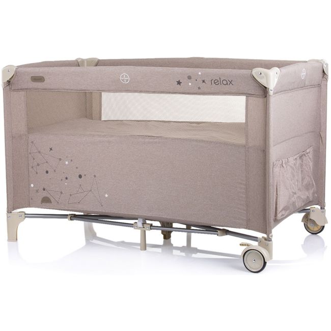 Patut pliabil chipolino relax sand linen cu laterala culisanta hubkosire234sl