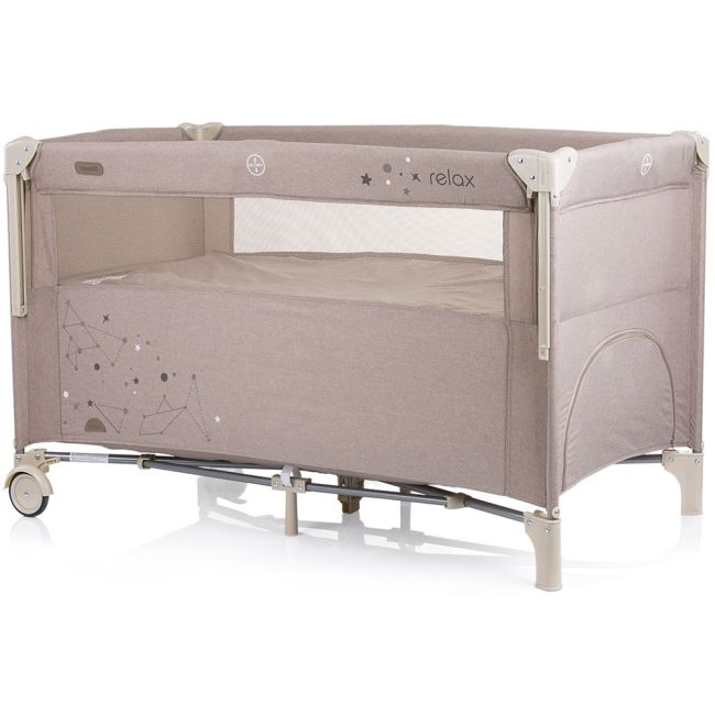 Patut pliabil chipolino relax sand linen cu laterala culisanta hubkosire234sl
