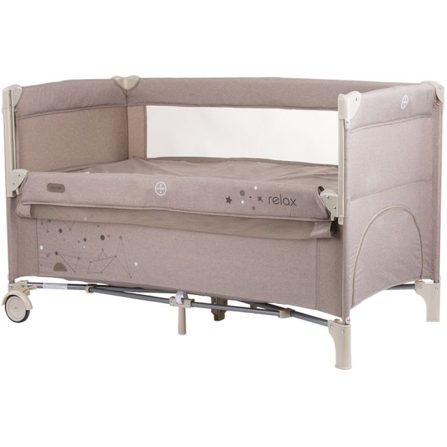 Patut pliabil chipolino relax sand linen cu laterala culisanta hubkosire234sl