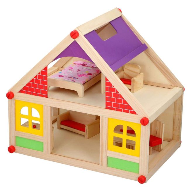 Casa de papusi din lemn Marionette 11 piese ERFED68746