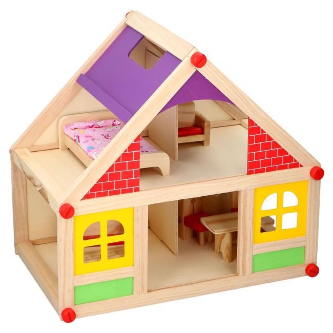 Casa de papusi din lemn Marionette 11 piese ERFED68746