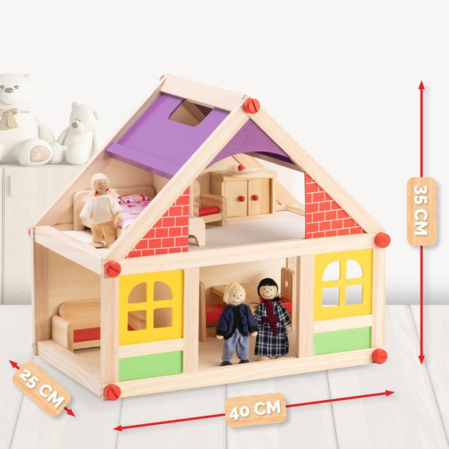 Casa de papusi din lemn Marionette 11 piese ERFED68746