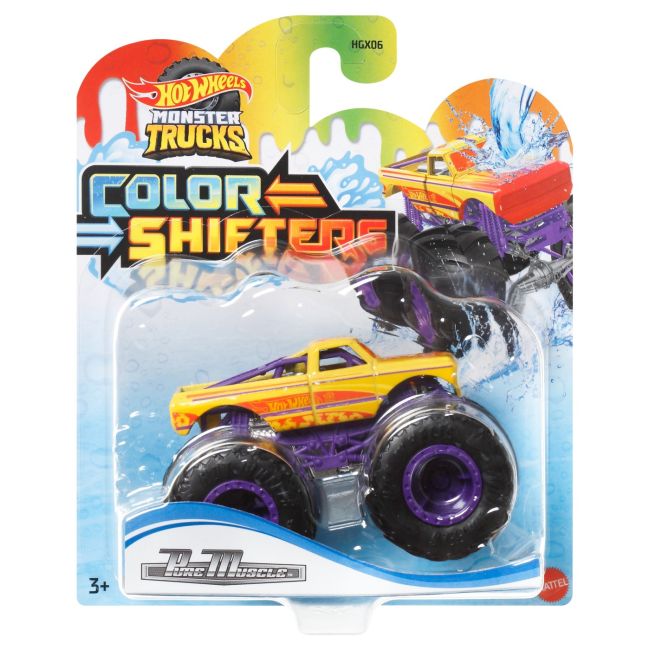 HOT WHEELS MONSTER TRUCK CAMION PURE MUSCLE CU CULORI SCHIMBATOARE SCARA 1:64 VIVMTHGX06_HMH33