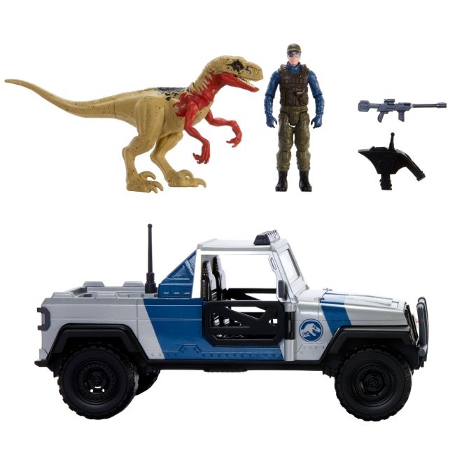 JURASSIC WORLD DINO TRACKERS SET CAMIONETA SEARCH AND SMASH SI DINOZAUR ATROCIRAPTOR VIVMTHKY13