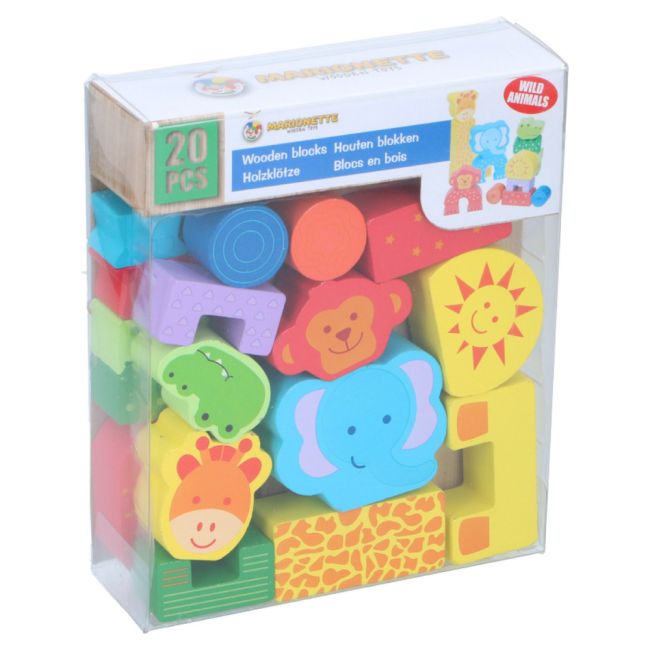 Set constructie din lemn Marionette animale salbatice 20 piese ERFED66091