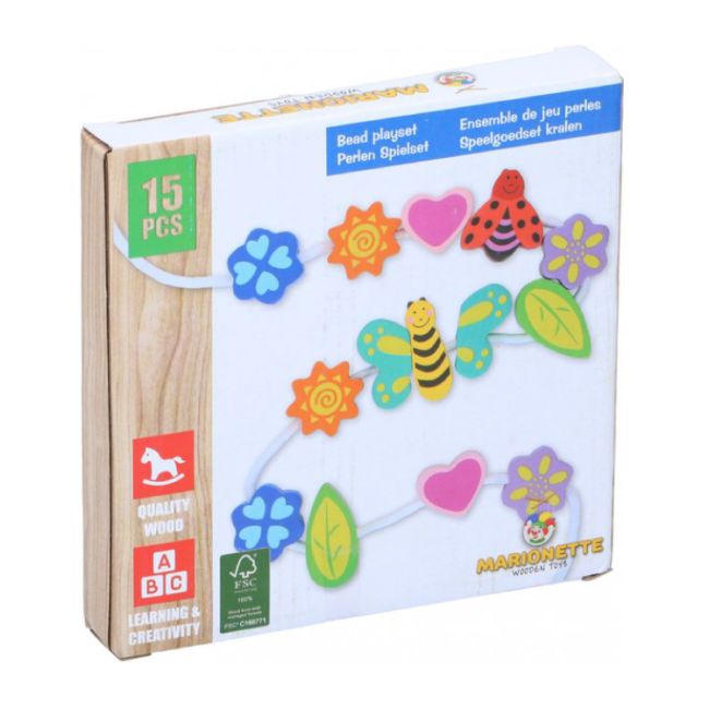Set constructie din lemn Marionette forme geometrice 75 piese ERFED70012