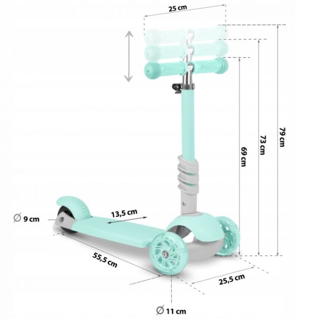 Trotineta 3 in 1 cu roti cu led ricokids buggy 765301 - mint edeedi765301