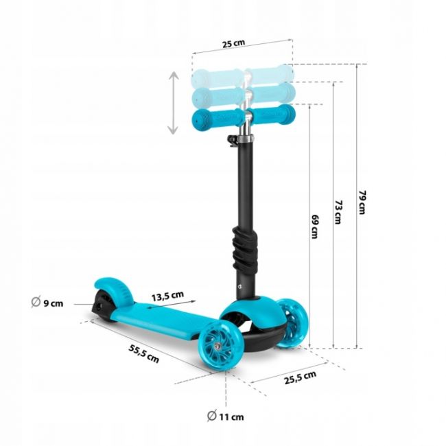 Trotineta 3 in 1 cu roti cu led ricokids buggy 765302 - albastru edeedi765302