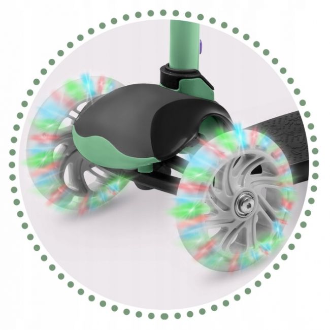 Trotineta cu roti cu led ricokids loco 765107 - verde cu negru edeedi765107