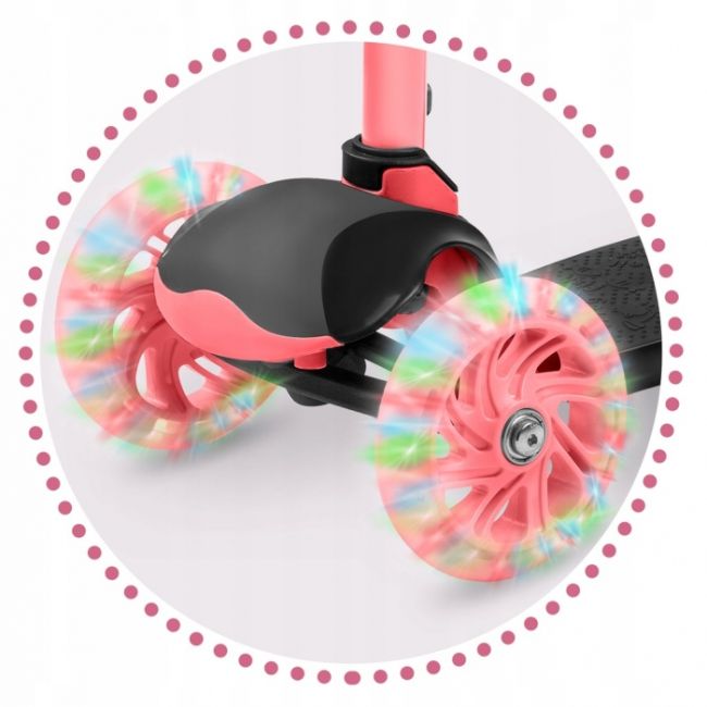 Trotineta cu roti cu led ricokids loco 765108 - roz cu negru edeedi765108