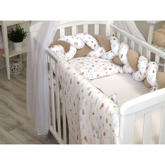 Aparatoare Laterala Pat Bumper Impletit, Inchidere Velcro, Bumbac Comori Din Natura, Bej 180x21 Cm Pjb85333