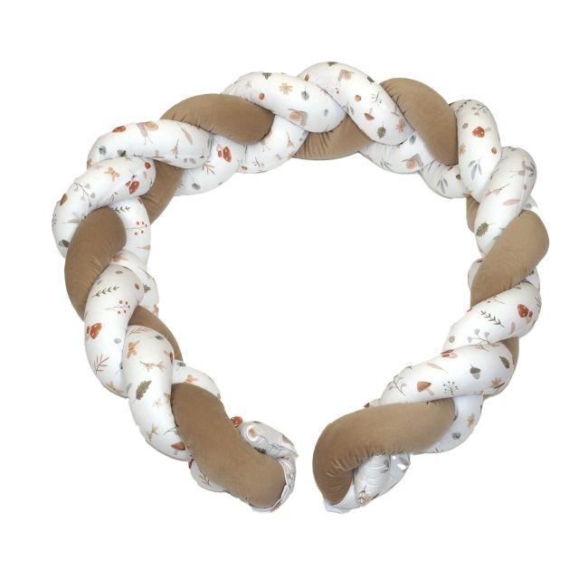 Aparatoare Laterala Pat Bumper Impletit, Inchidere Velcro, Bumbac Comori Din Natura, Bej 180x21 Cm Pjb85333