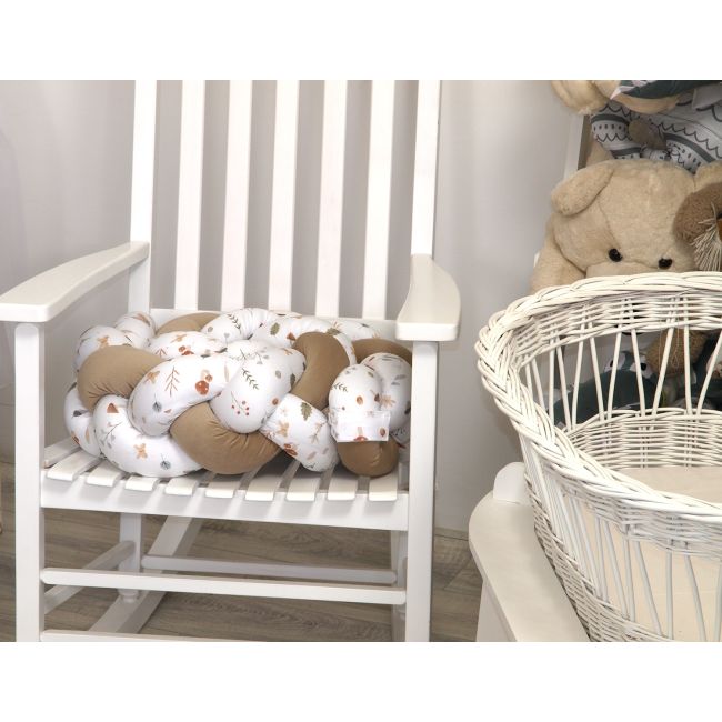 Aparatoare Laterala Pat Bumper Impletit, Inchidere Velcro, Bumbac Comori Din Natura, Bej 180x21 Cm Pjb85333