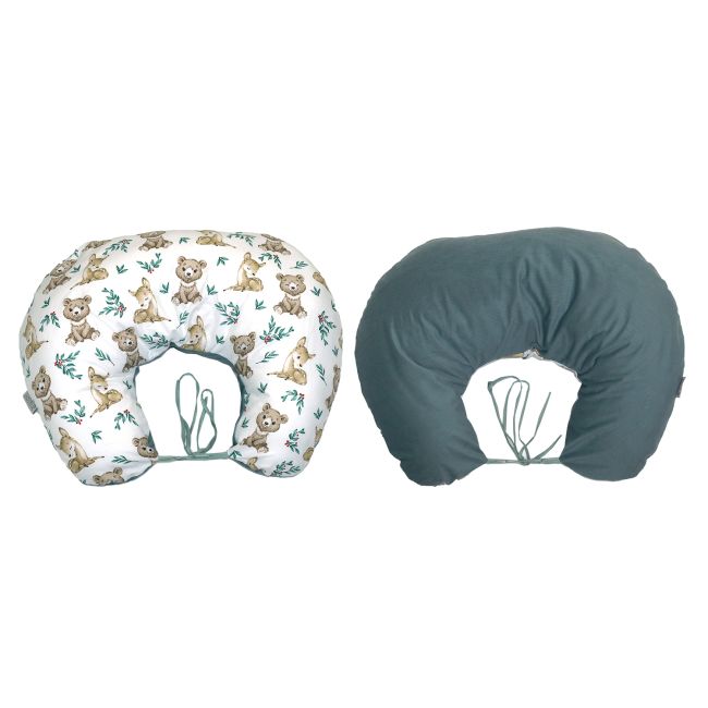 Perna Pentru Gravide Si Alaptare, Husa Detasabila Cu Fata Dubla, Bumbac Si Catifea, Si Umplutura Antialergica Babysoft  , Teddy Khaki, Amy Pjb85029