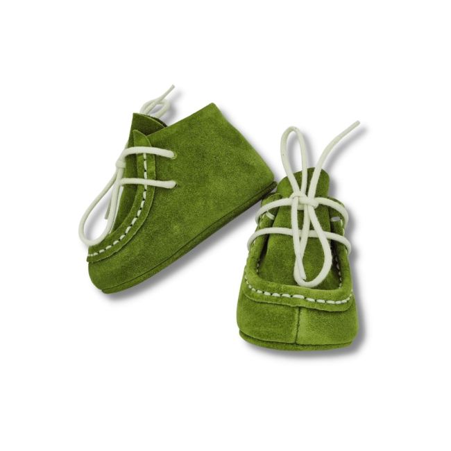 Botosei mocasini bebe Baby Fox din piele naturala Verdele Ierbii cu siret uni - FOX10312772-13vrd