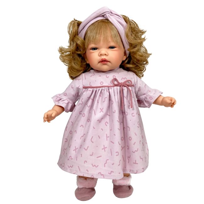 Papusa Artizanala cu miros de vanilie - Celia blonda cu rochita roz (45 cm) TSG1742