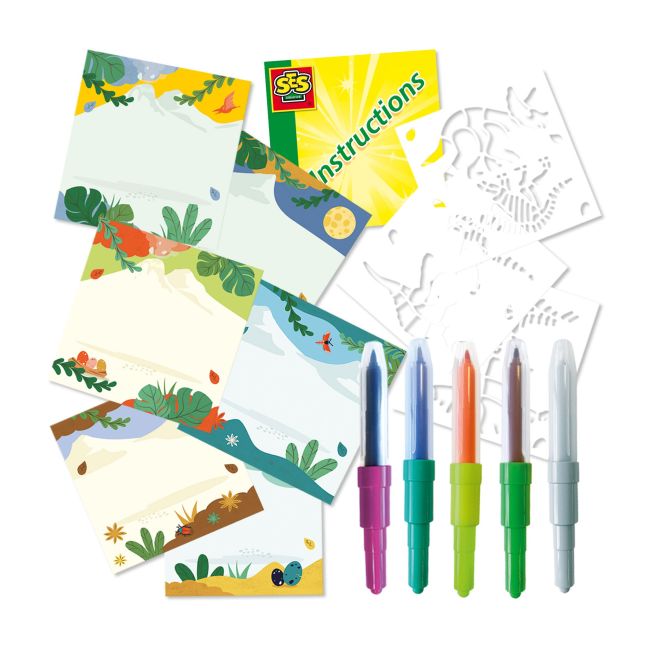 Set creativ - Desenez dinozauri cu markere cu aerograf ca isi schimba culoarea TSG14286