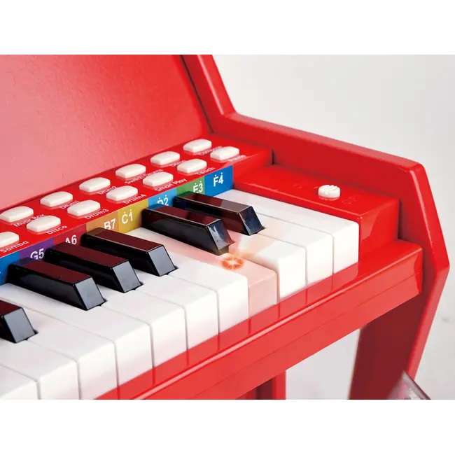Jucarie din lemn - Pian rosu cu scaun - invat sa cant cu lumini TSGE0630A