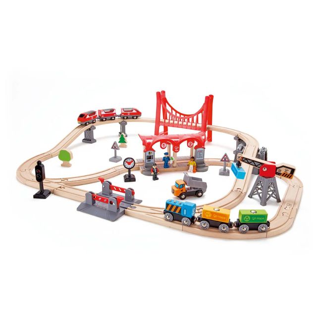Jucarie din lemn - Set de trenuri urbane (51 piese) TSGE3730A