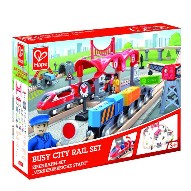 Jucarie din lemn - Set de trenuri urbane (51 piese) TSGE3730A