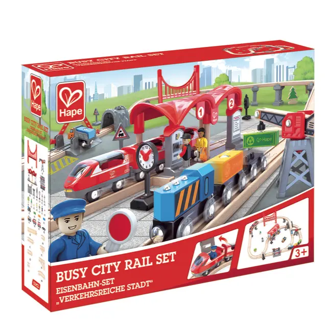 Jucarie din lemn - Set de trenuri urbane (51 piese) TSGE3730A
