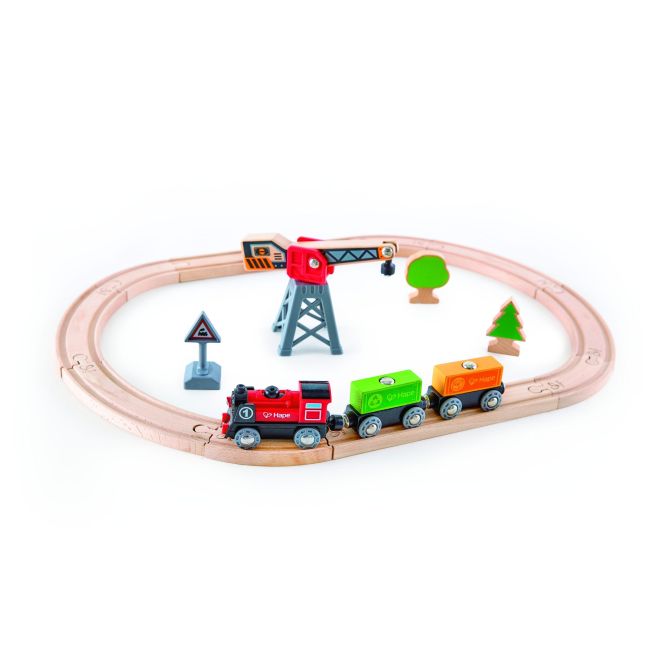 Jucarie din lemn - Set tren livrare marfa (19 piese) TSGE3731A