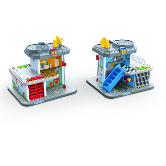 Jucarie din lemn - Set tren si servicii de urgenta (55 piese) TSGE3736A