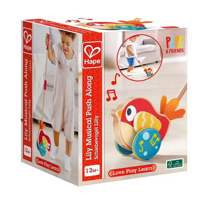 Jucarie din lemn de impins - Pasarea muzicala Lily TSGE0353B