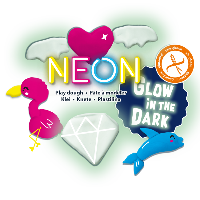 Plastilina neon si fotoluminescenta (glow in the dark) - 4 x 90 gr TSG00461