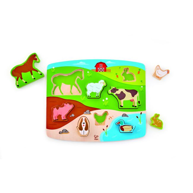 Puzzle din lemn - Animale de la ferma 3D TSGE1454A