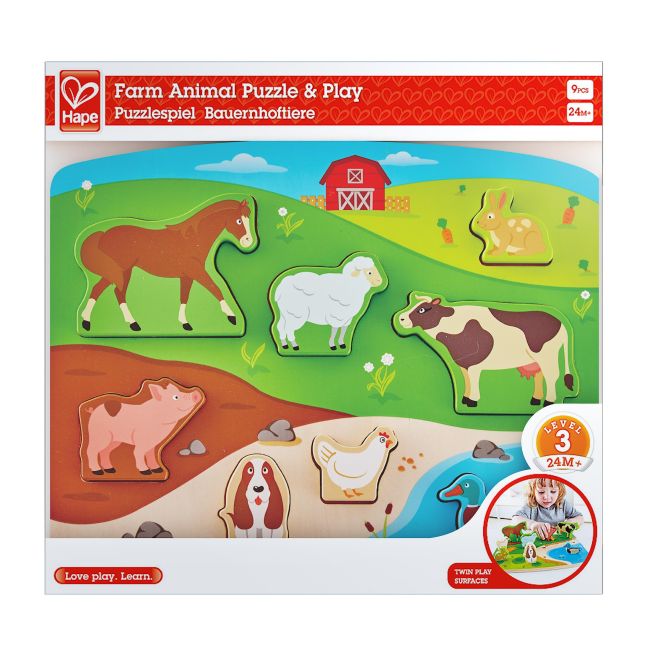 Puzzle din lemn - Animale de la ferma 3D TSGE1454A