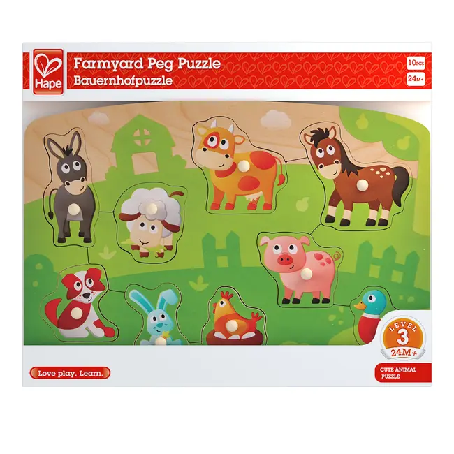 Puzzle din lemn cu butoni - Animale de la ferma TSGE1408A