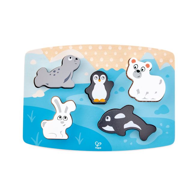 Puzzle din lemn tactil - Animale polare TSGE1620A