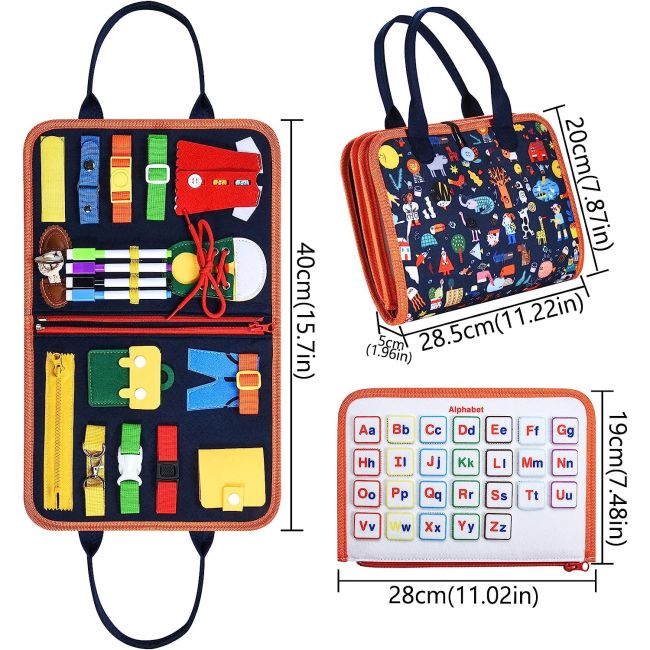 Carte senzoriala textila Montessori cu multiple activitati pentru copii mici KidsCare SUPKC-CSTM