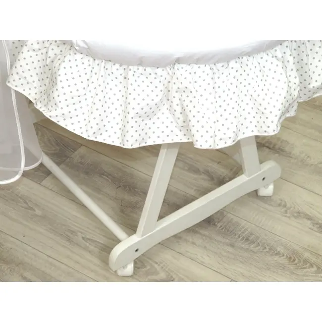 Cos Bebe Cu Suport Pe Roti, Saltea, Lenjerie Si Baldachin, I Love You Pjb84227