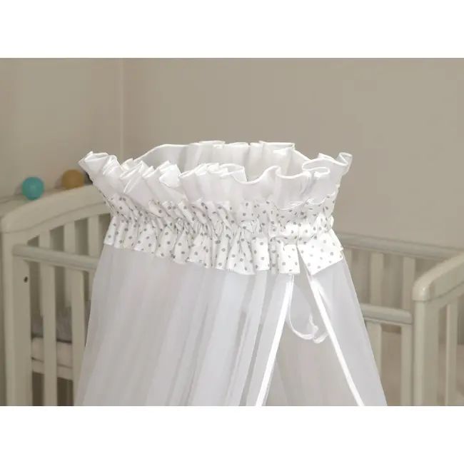 Cos Bebe Cu Suport Pe Roti, Saltea, Lenjerie Si Baldachin, I Love You Pjb84227