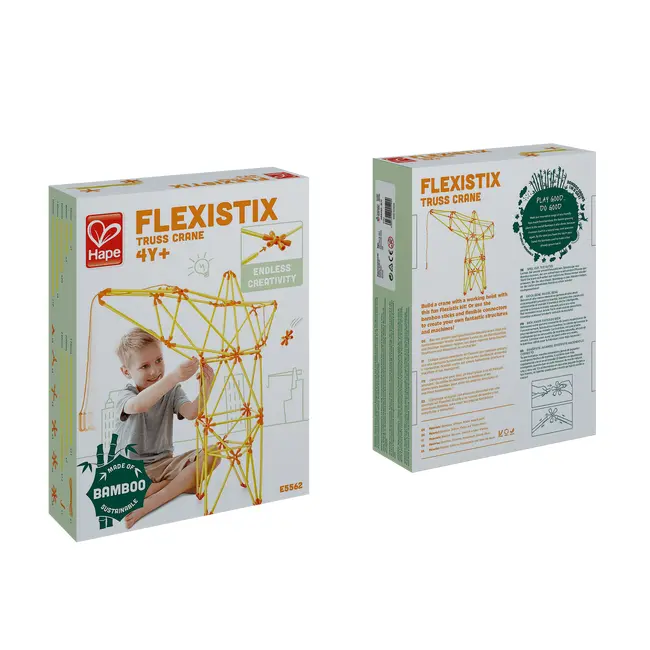 Jucarie din bambus Flexistix - Macara pivotanta (94 piese) TSGE5562A