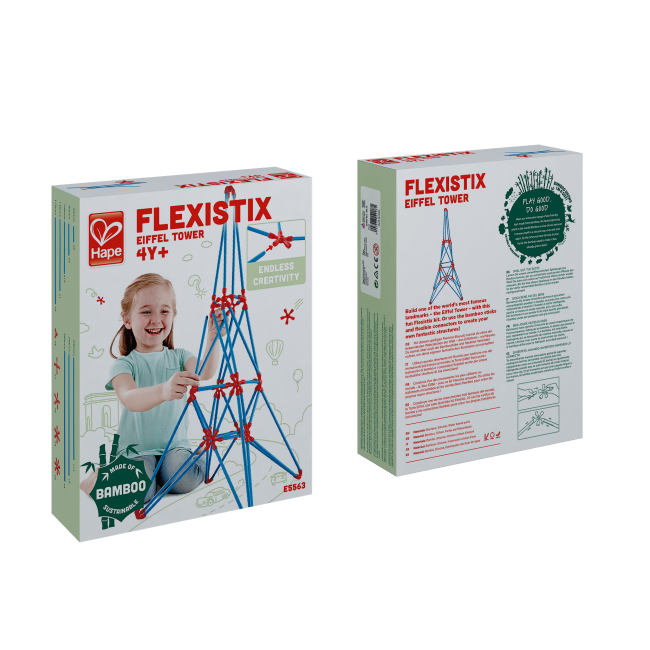 Jucarie din bambus Flexistix - Turnul Eiffel (62 piese) TSGE5563A