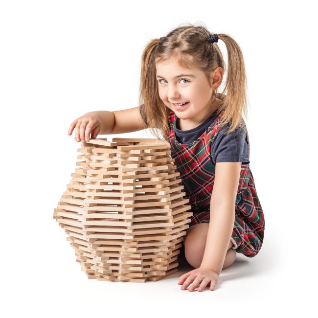 Jucarie din lemn - Caramizi natur Karla (200 piese) TSG90654