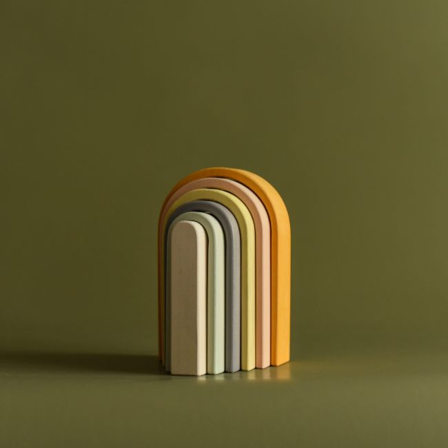 Jucarie din lemn - Curcubeu mini (culori pastel) TSGMRP6
