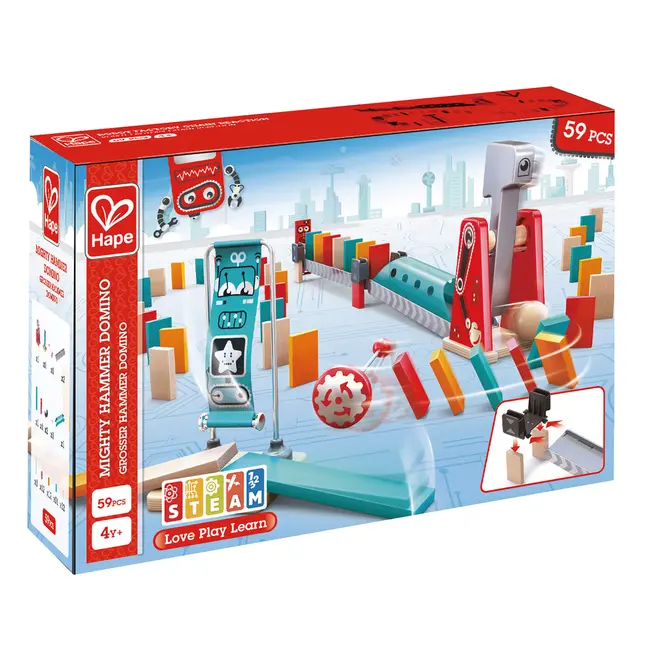 Jucarie din lemn - Domino cu ciocan puternic (59 piese) TSGE1056A