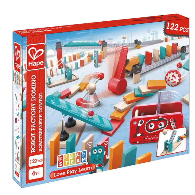 Jucarie din lemn - Domino fabrica de roboti (122 piese) TSGE1057A