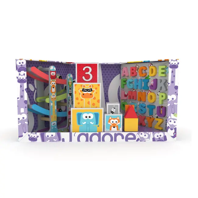 Jucarie din lemn - Set 3 jucarii J'adore mov TSG820033