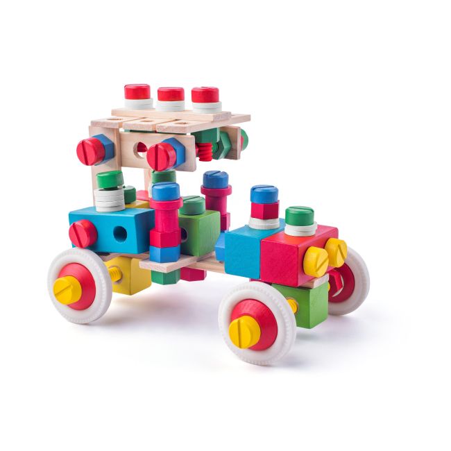 Jucarie din lemn - Set de constructie la galeata (40 piese) TSG90895