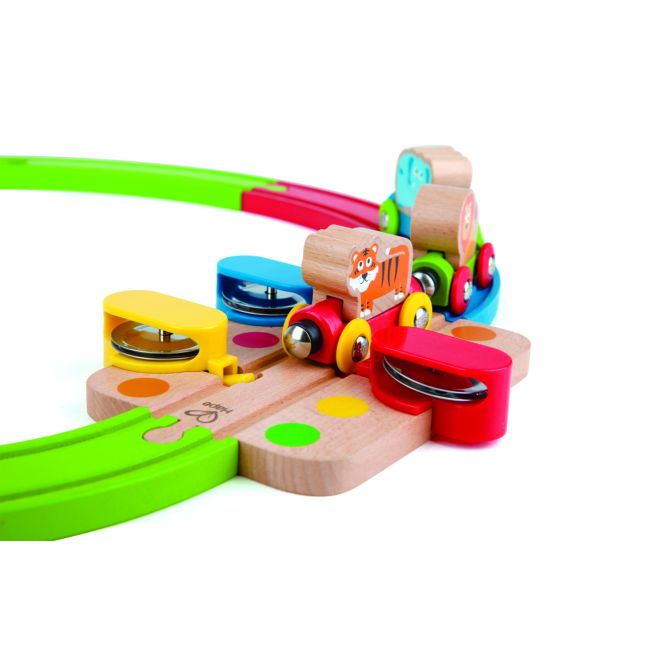 Jucarie din lemn - Sina de tren curcubeu cu puzzle (30 piese) TSGE3826A