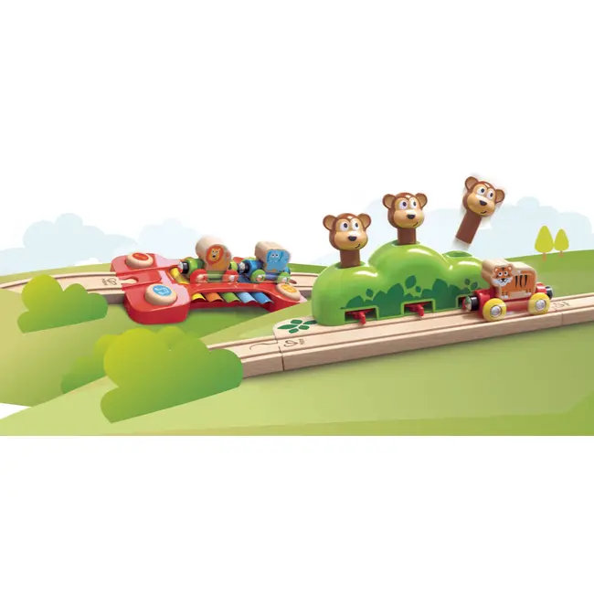 Jucarie din lemn - Sina de tren muzicala Jungla (19 piese) TSGE3825A