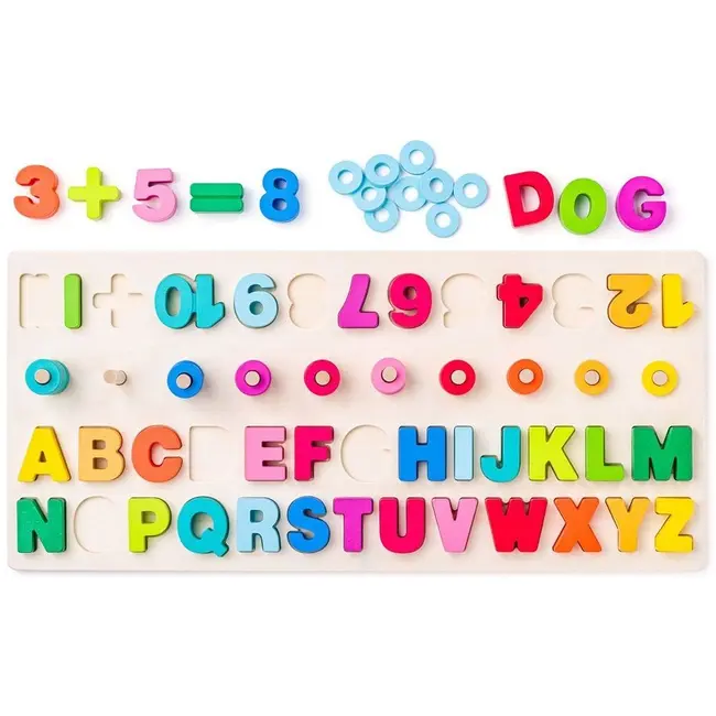 Jucarie din lemn - Tabla  didactica cu cifre si litere TSG90223