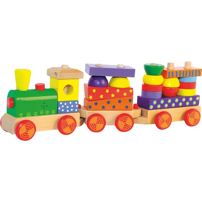 Jucarie din lemn - Tren cu lumina si sunet, cuburi cu print de stivuit TSG90840
