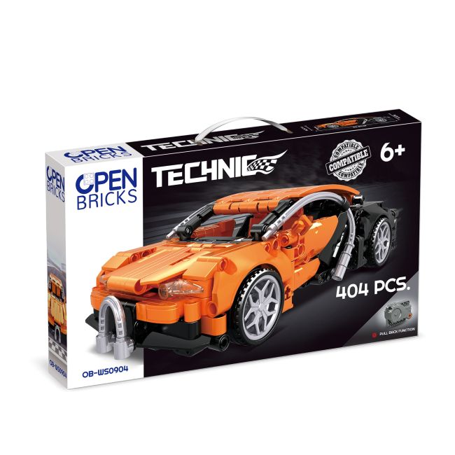 Jucarie tip lego tehnic + Set constructie - Masina sport portocalie (404 piese) TSGOB-WS0904