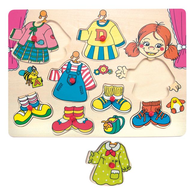 Puzzle din lemn cu butoni - Imbraca-o pe Carolina TSG90319